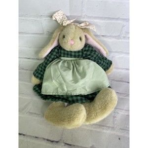 A&A Stuffed Bunny Rabbit Plush With Green Dress Easter Toy